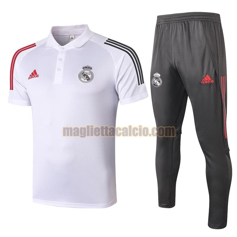 maglia polo calcio completo real madrid uomo bianca 2020-2021