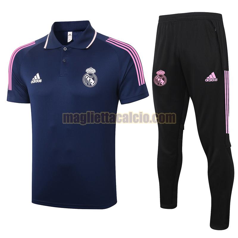 maglia polo calcio completo real madrid uomo blu reale 2020-2021