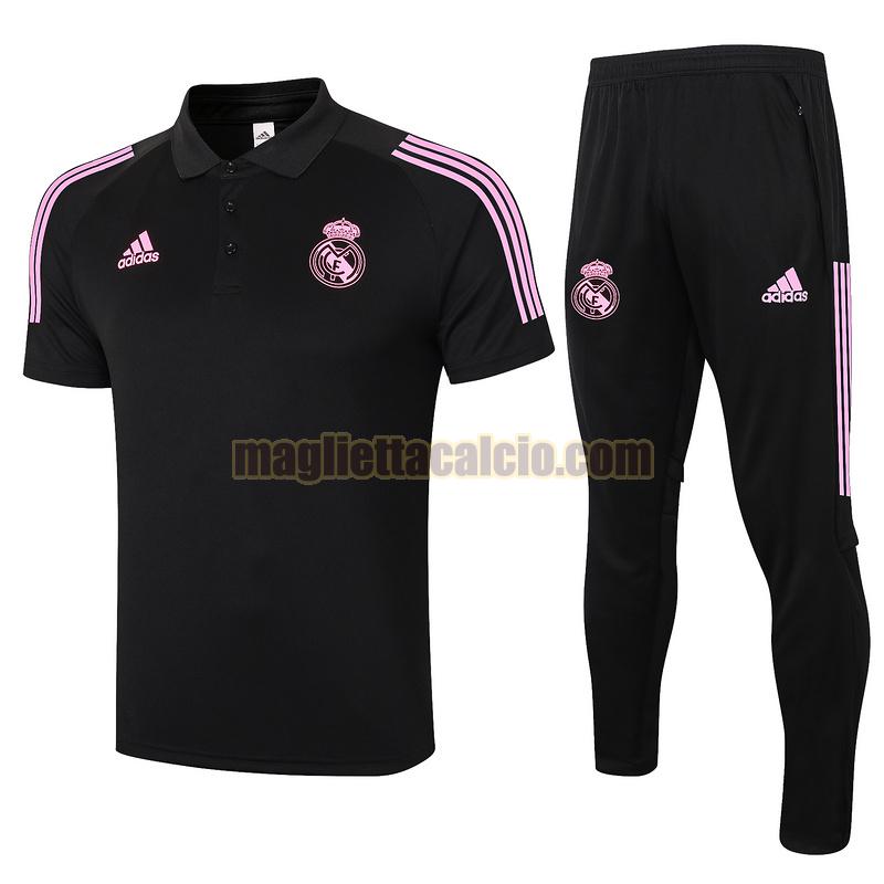 maglia polo calcio completo real madrid uomo nero 2020-2021