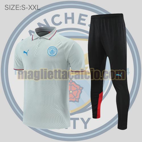 maglia polo calcio grigio chiaro manchester city uomo 2022-2023