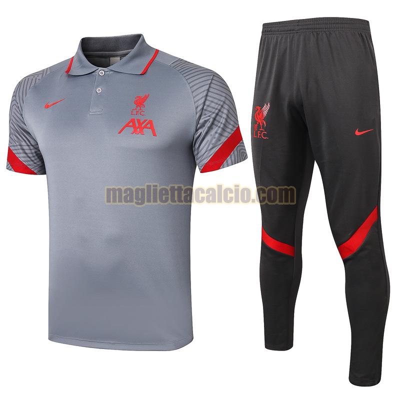 maglia polo calcio liverpool uomo grigio 2020-2021
