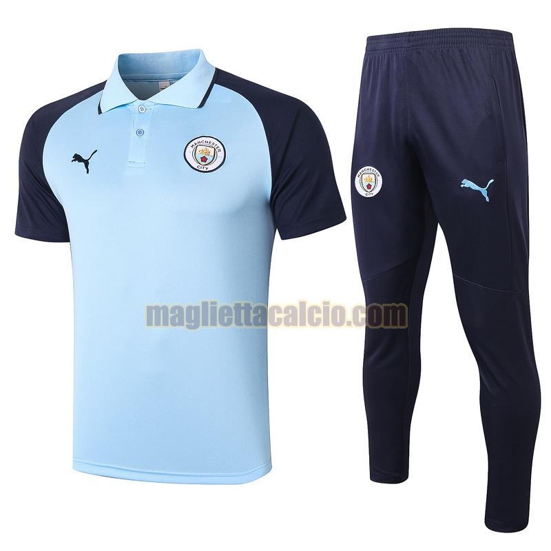 maglia polo calcio manchester city uomo blu 2020-2021