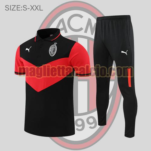 maglia polo calcio nero e rosso ac milan uomo 2022-2023
