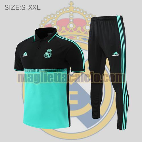 maglia polo calcio nero e verde real madrid uomo 2022-2023
