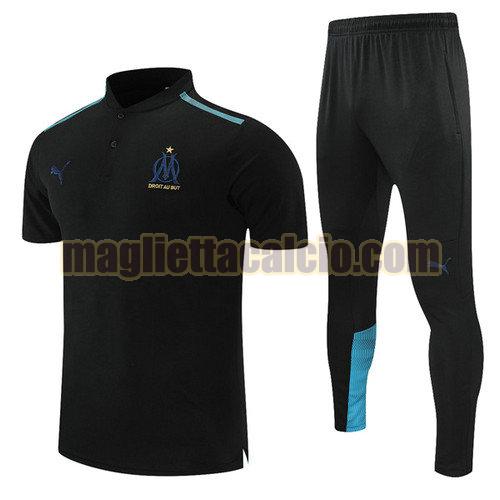 maglia polo calcio nero olympique marsiglia uomo 2021-2022