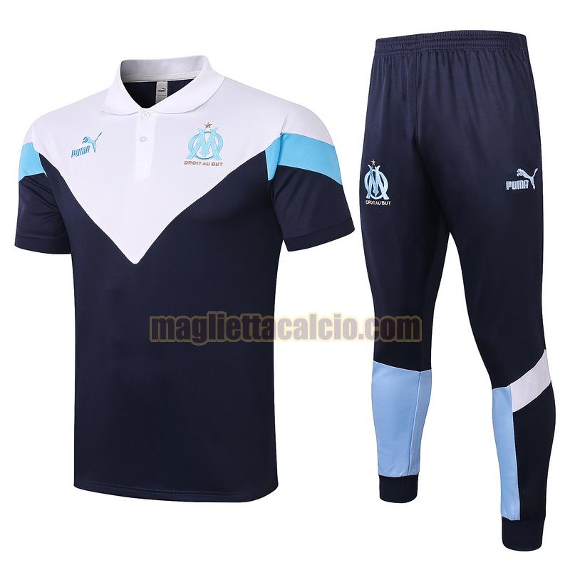 maglia polo calcio olympique marsiglia uomo blu bianco 2020-2021