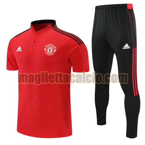 maglia polo calcio rosso manchester united uomo 2021-2022