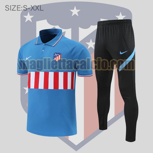 maglia polo calcio strisce bianche e rosse blu atletico madrid uomo 2022-2023