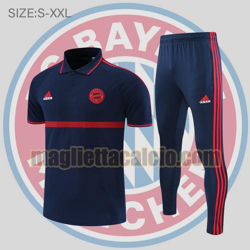 maglia polo calcio strisce blu scuro e rosse bayern monaco uomo 2022-2023