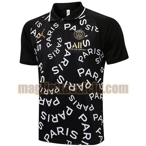 maglia polo paris saint germain uomo nero stampa digitale completa 2021-2022