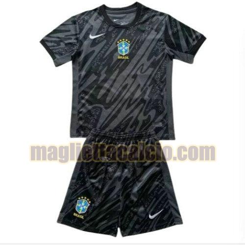 maglia portiere brasile bambino nero 2024
