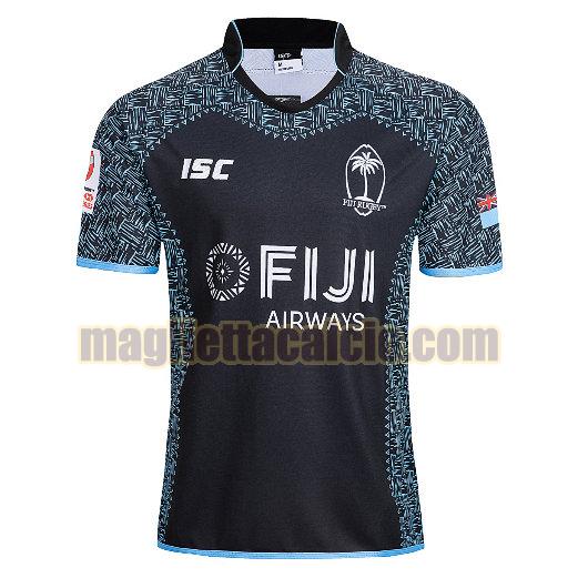 maglia rugby calcio nero fiji uomo 7s seconda 2019
