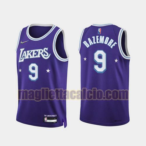 maglia uomo bazemore 2022 city edition 75th anniversary edition los angeles lakers porpora 9