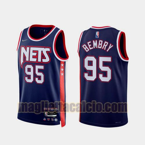 maglia uomo bembry 2022 city edition 75th anniversary edition brooklyn nets blu reale 95