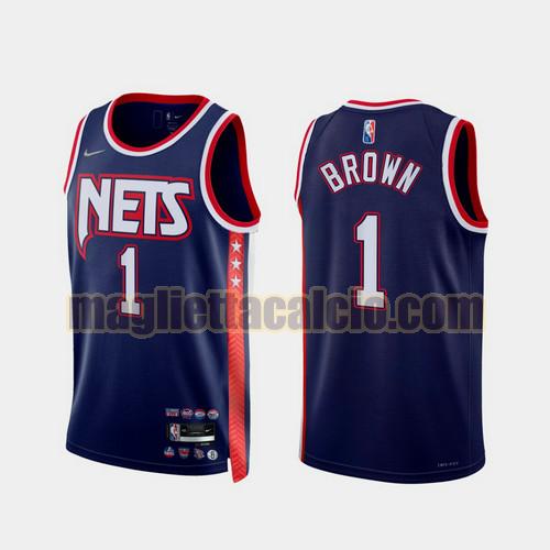 maglia uomo brown 2022 city edition 75th anniversary edition brooklyn nets blu reale 1