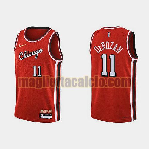 maglia uomo derozan 2022 city edition 75th anniversary edition chicago bulls rosso 11