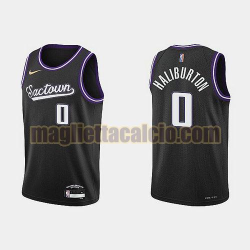 maglia uomo haliburton 2022 city edition 75th anniversary edition sacramento kings nero 0