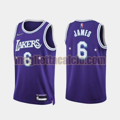 maglia uomo james 2022 city edition 75th anniversary edition los angeles lakers porpora 6