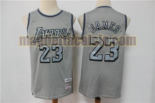maglia uomo james edizione limitata retrò los angeles lakers grigio 23