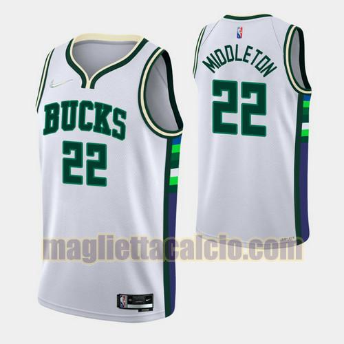 maglia uomo khris middleton 2022 city edition 75th anniversary edition indiana pacers bianco 22
