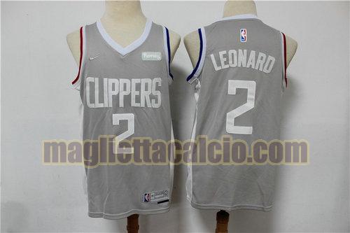 maglia uomo leonard 2021 nuovo premio playoff grigio los angeles clippers grigio 2