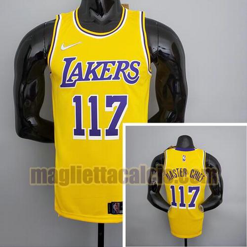 maglia uomo master chief 75° anniversario los angeles lakers bianco junta x-box giallo 117