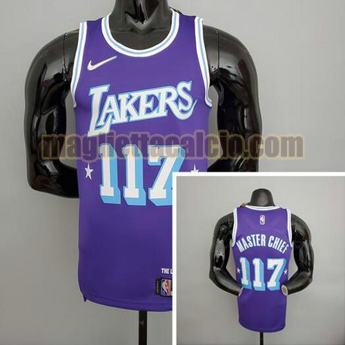 maglia uomo master chief 75° anniversario los angeles lakers bianco x-box de marca compartida porpora 117