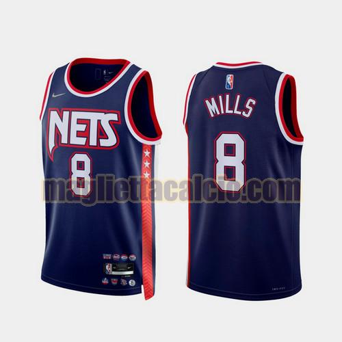 maglia uomo mills 2022 city edition 75th anniversary edition brooklyn nets blu reale 8