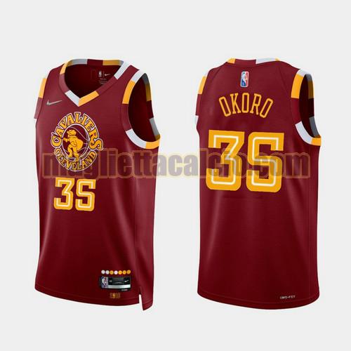 maglia uomo okoro 2022 city edition 75th anniversary edition cleveland cavaliers rosso 35