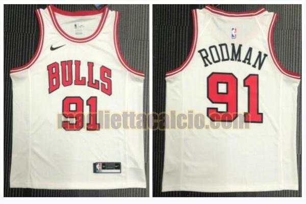 maglia uomo rodman retrò chicago bulls bianco 91