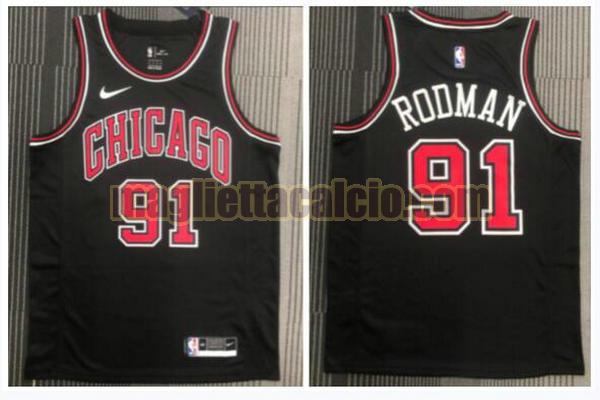 maglia uomo rodman retrò chicago bulls nero 91
