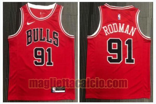maglia uomo rodman retrò chicago bulls rosso 91