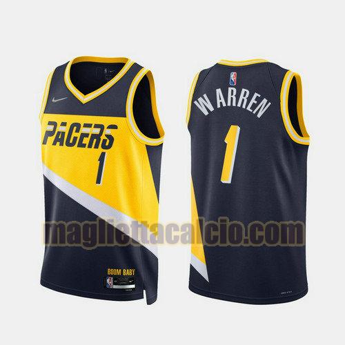 maglia uomo w arren 2022 city edition 75th anniversary edition indiana pacers blu oscuro 1