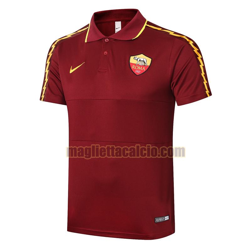 magliette polo calcio as roma uomo rosso 2020-2021
