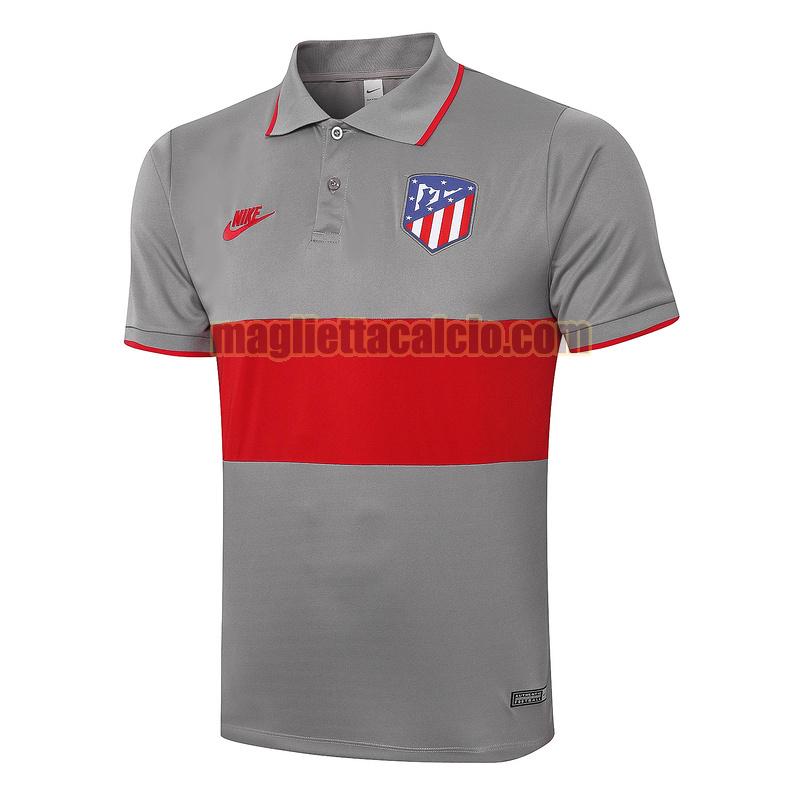 magliette polo calcio atletico madrid uomo rosso grigio 2020-2021