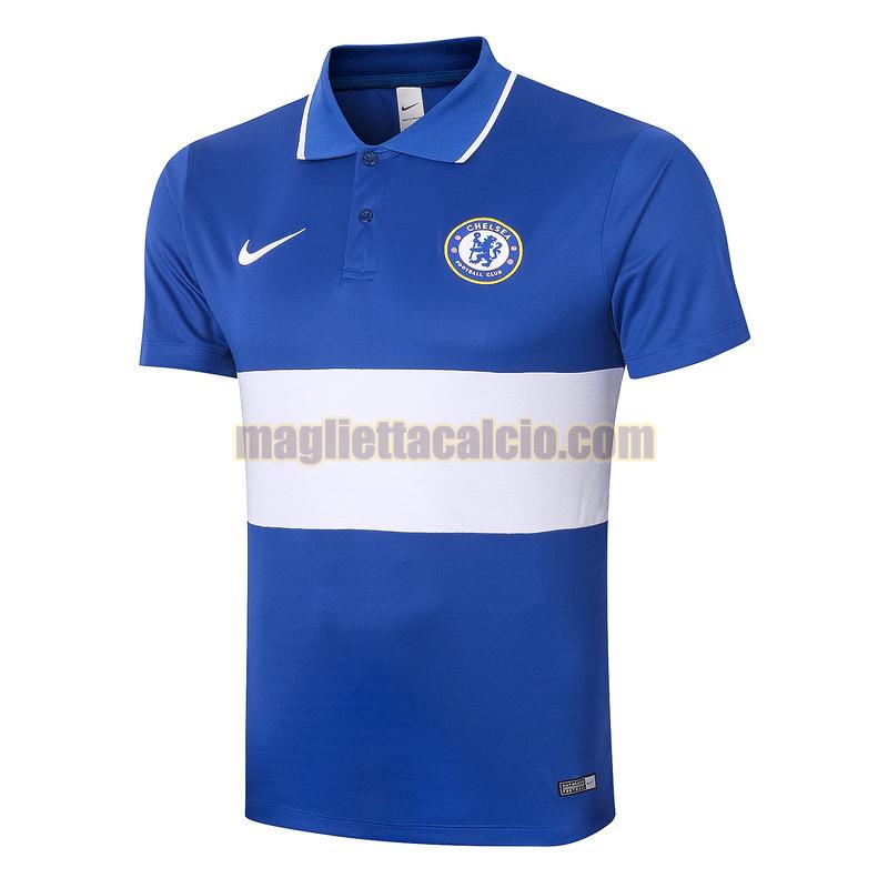magliette polo calcio chelsea uomo bianca blu 2020-2021