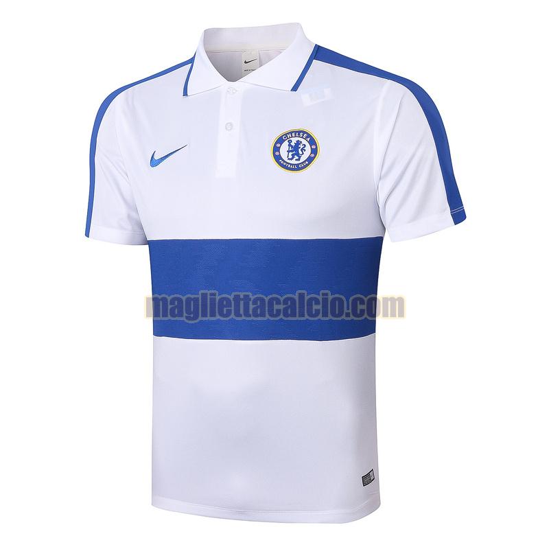 magliette polo calcio chelsea uomo blu bianca 2020-2021