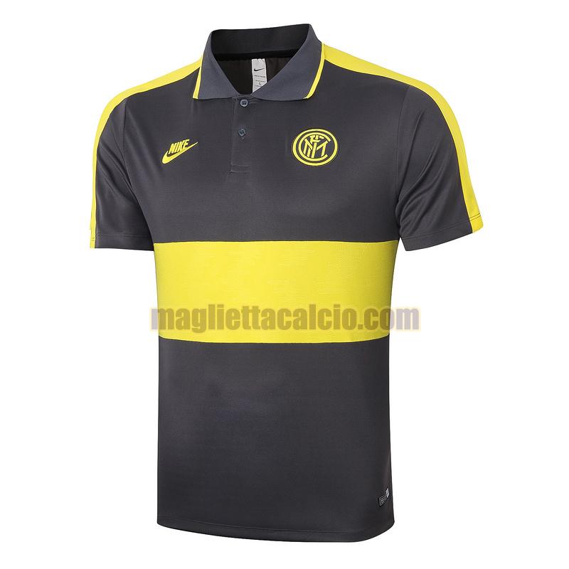 magliette polo calcio inter milan uomo grigio giallo 2020-2021