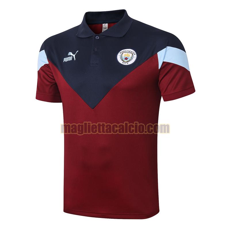 magliette polo calcio manchester city uomo blu rosso 2020-2021