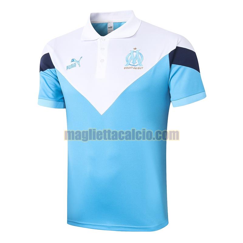 magliette polo calcio olympique marsiglia uomo blu bianca 2020-2021