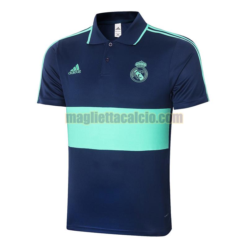 magliette polo calcio real madrid uomo verde blu 2020-2021