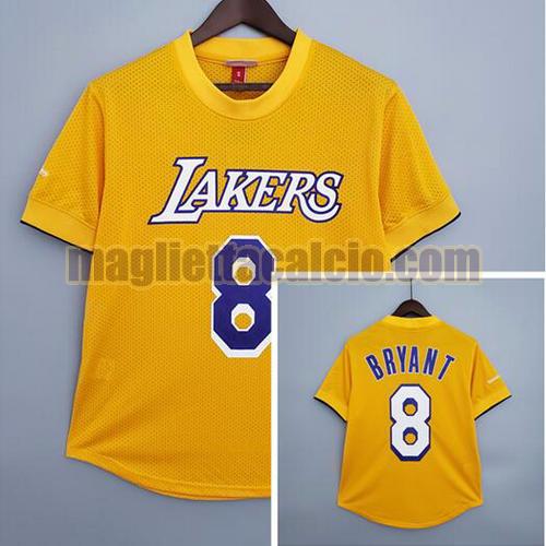manica corta maglia uomo bryant retrò los angeles lakers giallo 8