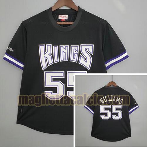 manica corta maglia uomo chocolate williams retrò sacramento kings bianco 55