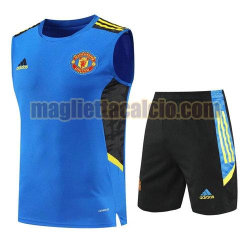 pantaloncini + canotta manchester united uomo blu 2022-2023