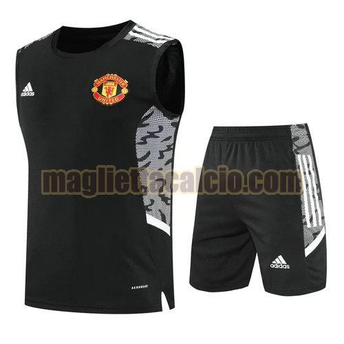 pantaloncini + canotta manchester united uomo nero 2022-2023