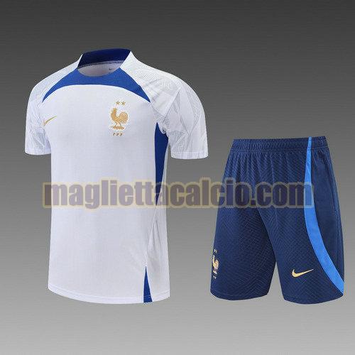 pantaloncini + maniche corte bianco blu francia uomo training 2022-2023