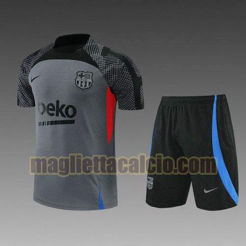 pantaloncini + maniche corte nero grigio barcellona uomo training 2022-2023