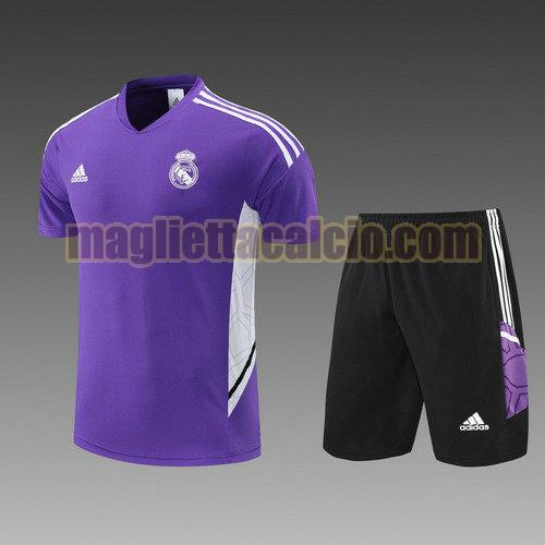 pantaloncini + maniche corte viola real madrid uomo training 2022-2023