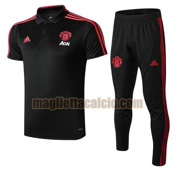 polo completo manchester united uomo nero 2018-2019