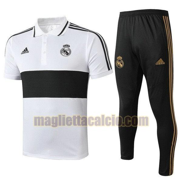 polo completo real madrid uomo bianco nero 19-20